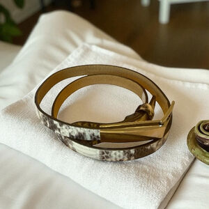White House Black Market genuine leather Snakeskin Belt silver hardware small